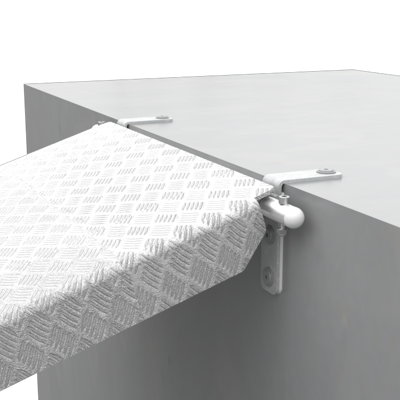 Fäste för landgång monterat ovanpå fast konstruktion på landsidan, EasyFloat